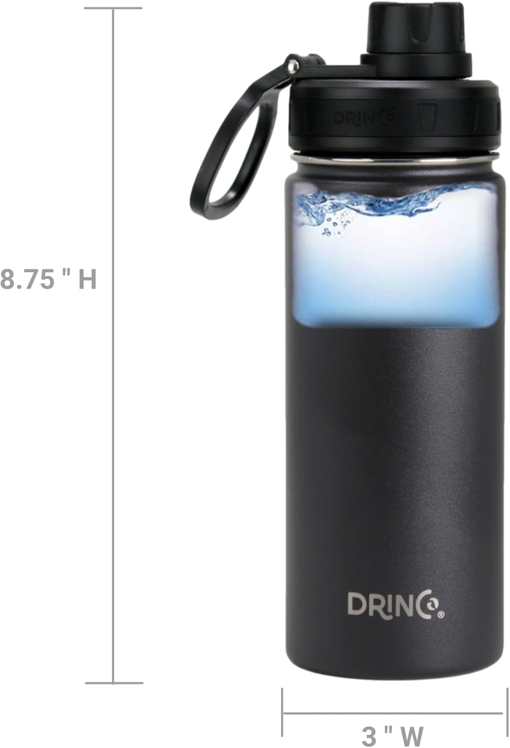 DRINCO Stainless Steel Water Bottle Spout Lid Vacuum Insulated Double Wall Water Bottle Wide Mouth