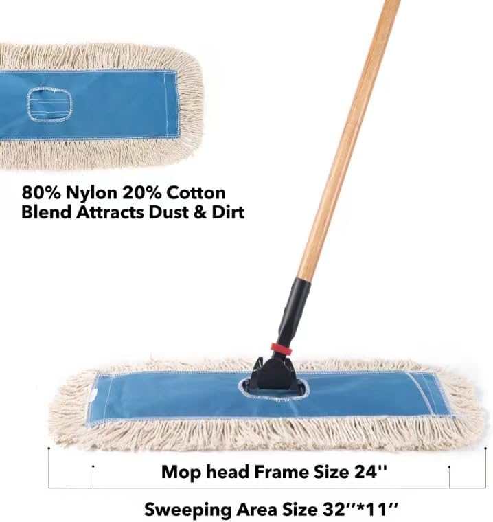 MATTHEW CLEANING 24'' Industrial Strength Cotton Dust Mop Refill Washable Replacement Heads For