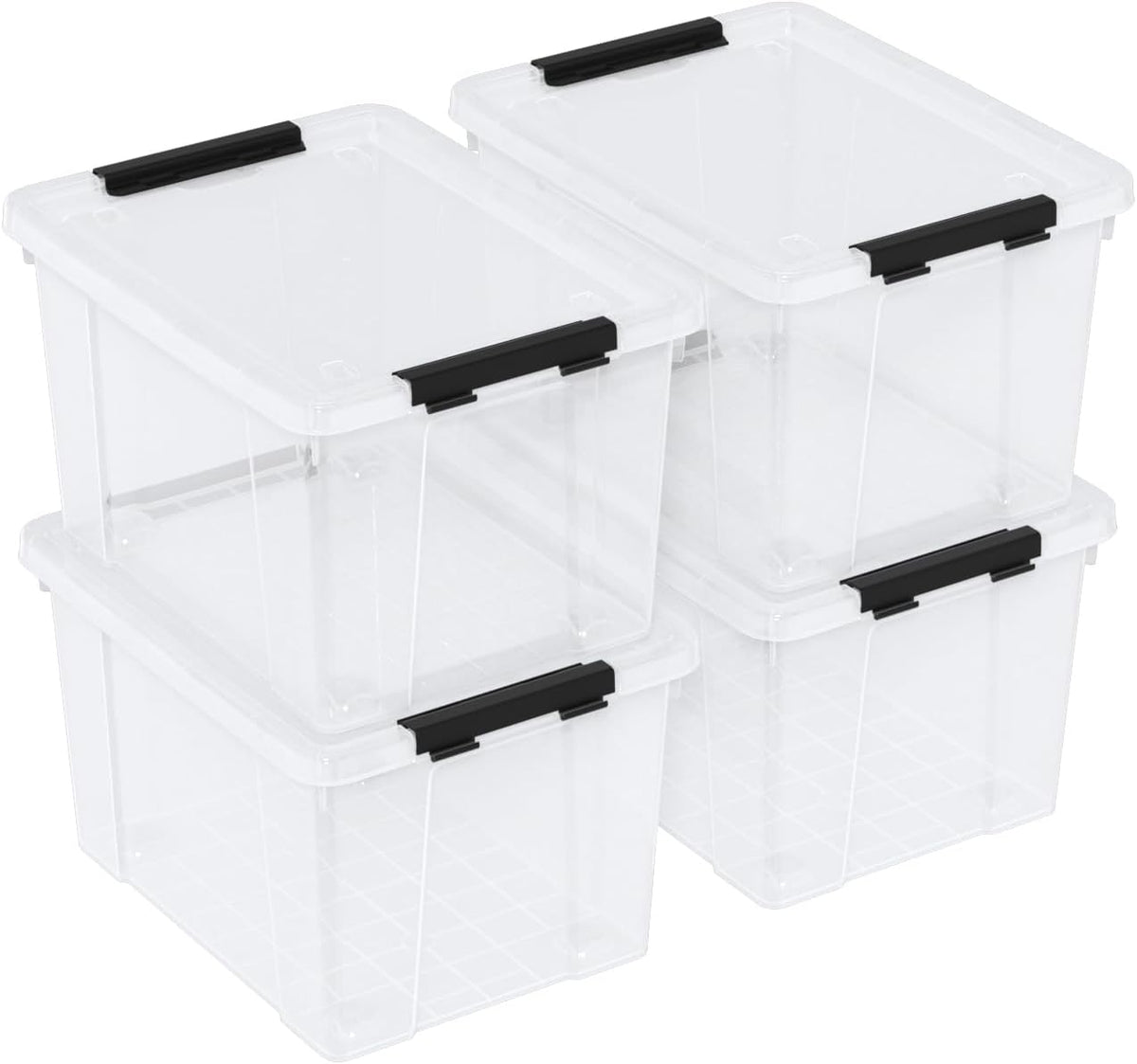 23 L Clear Plastic Storage Box with Lid, Stackable Lidded Storage Bin Container with Wheels and