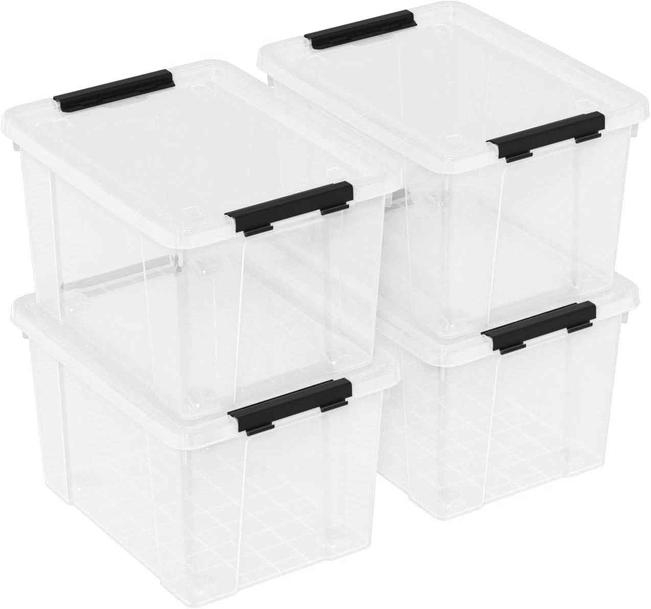 23 L Clear Plastic Storage Box with Lid, Stackable Lidded Storage Bin Container with Wheels and