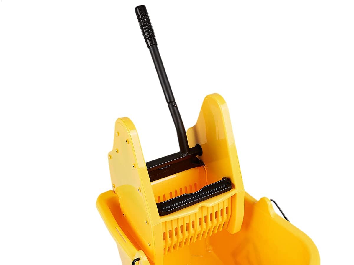 Amazon Basics Rectangular Floor Cleaning Mop Bucket with Sturdy Down Press Wringer Combo, 35-Quart