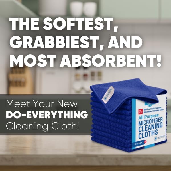 Microfiber Wholesale 12" x 12" MW Pro Multi-Surface Cleaning Cloths Dark Blue - 12 Pack | Premium