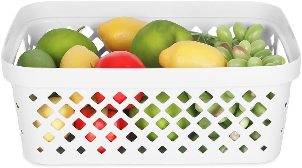 Glad Plastic Storage Basket Set, Value Pack of 6 | Open Storage Bins for Shelves, Bathroom, Pantry