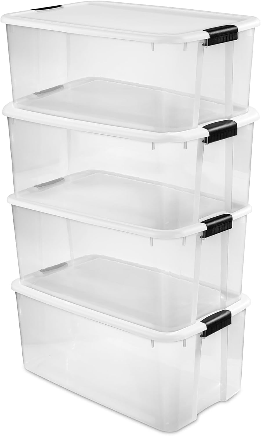 Sterilite 4-Pack Ultra Latching Box, Storage Bins with Lids, Clear Plastic, 116 Quart - Heavy-Duty