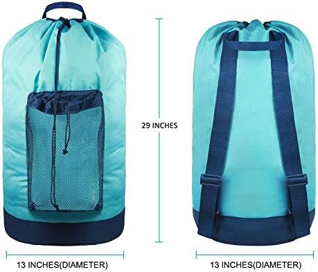 Dalykate Laundry Backpack with Shoulder Straps and Mesh Pocket Durable Nylon Clothes Hamper Bag