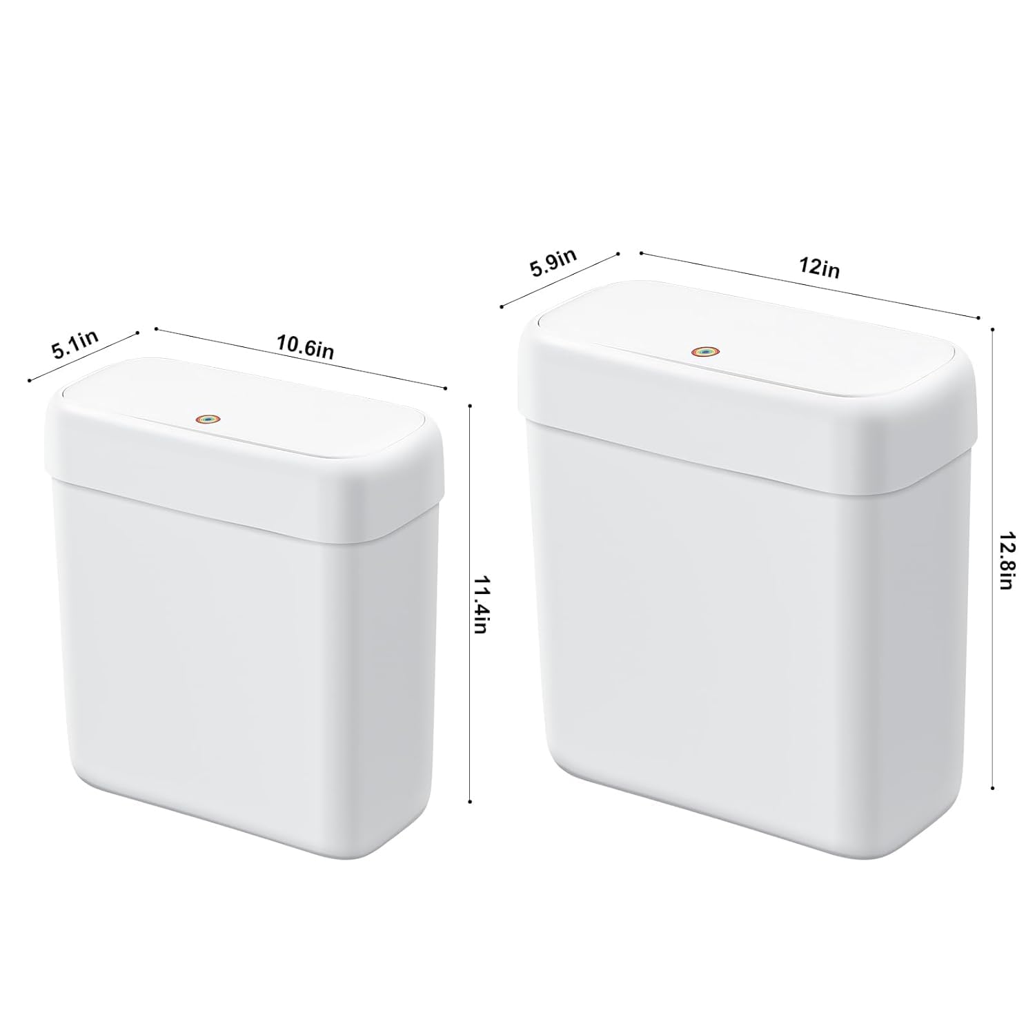 funest 2 Pack Bathroom Trash Can with Lid, 3 Gal/12 L & 2.7 Gal/10L Garbage Can with Pop-Up Lid
