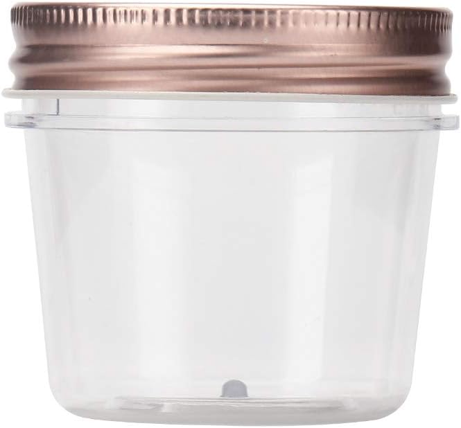 novelinks 4 oz Clear Plastic Jars with Rose Gold Lids – Small Round Refillable Storage Containers