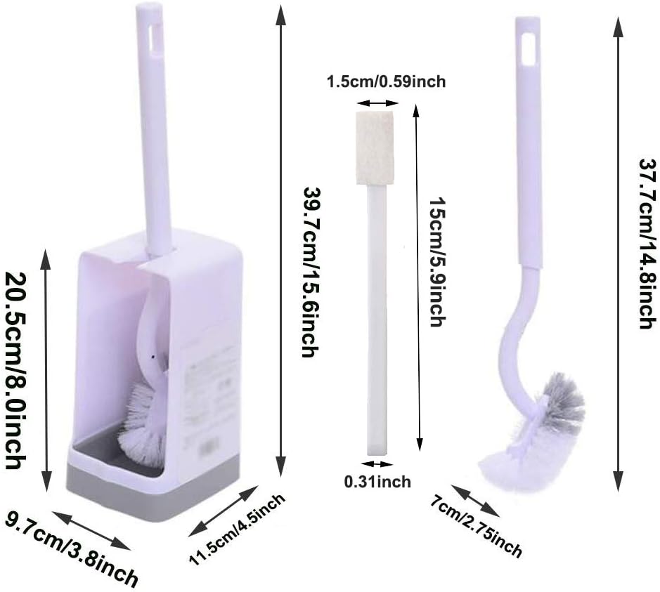 Marbarsse Bathroom Toilet Bowl Brush and Holder, Curved Design Toilet Brush for Deep Cleaning Under