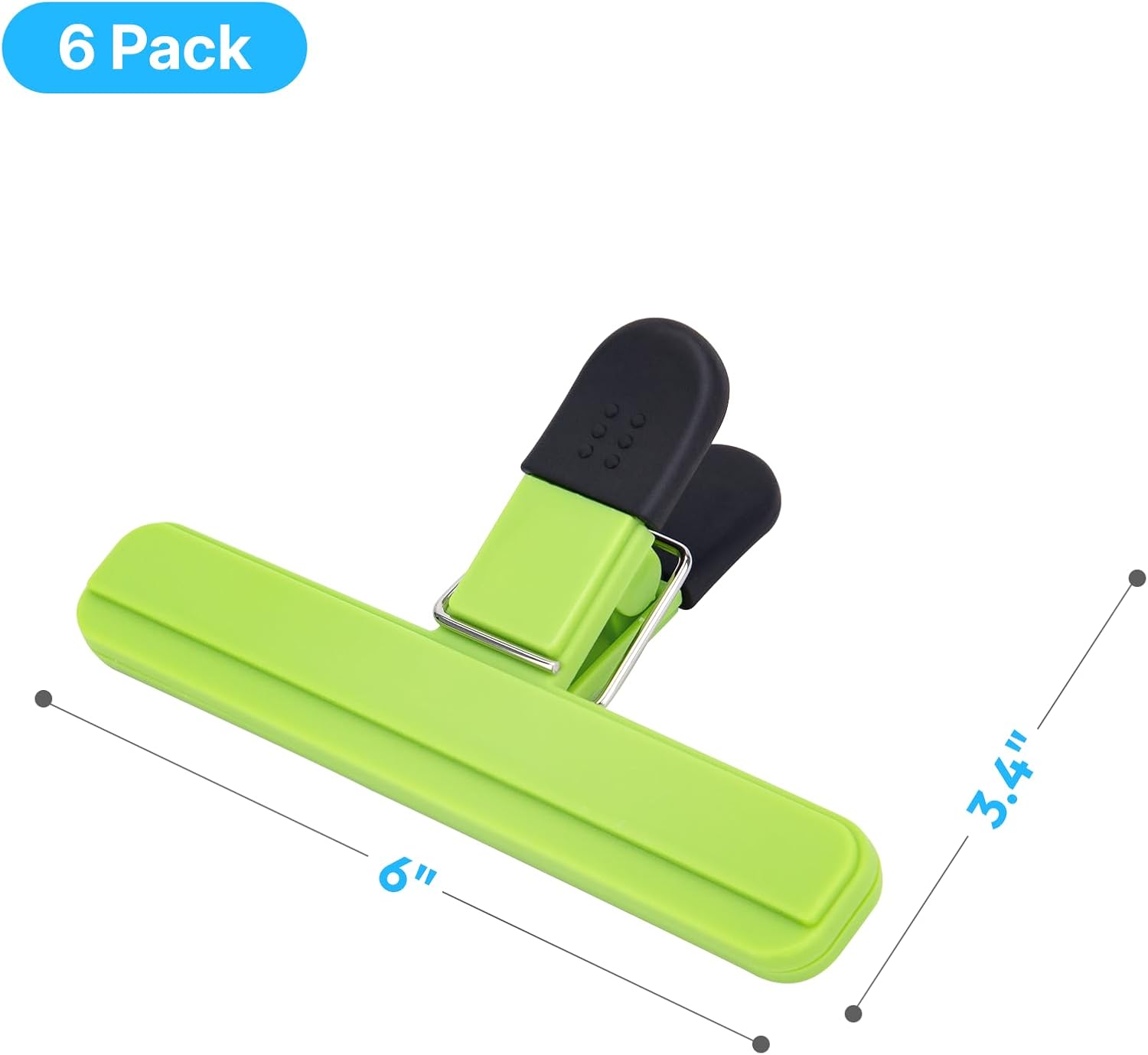 OWLKELA Chip Clip, 6 Pack Colors Wide Open Bag Clips for Food Storage, Heavy Duty Seal Grips
