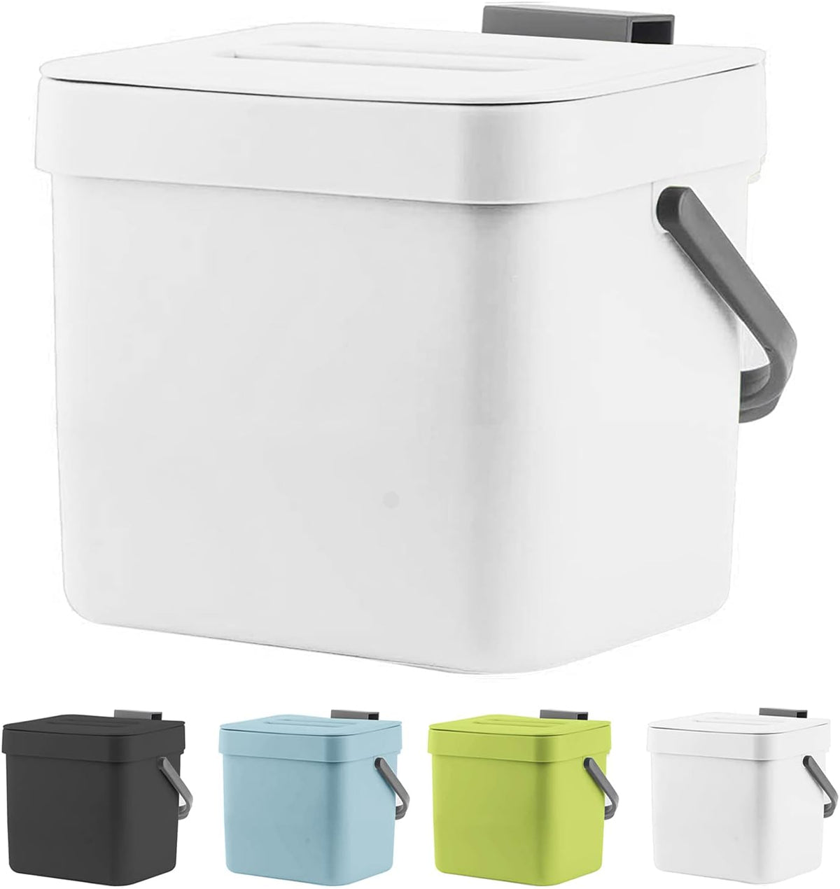 LALASTAR Trash Can with Lid, Wall-Mounted Under Sink Small Garbage Can for Kitchen, Bathroom