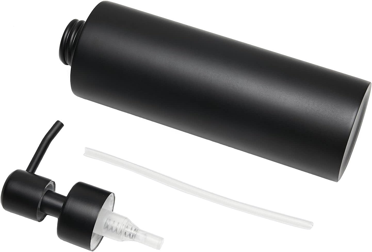 Soap Dispenser, Matte Black with Funnel and Non-Slip Coaster 304 Stainless Steel Metal Pump Hand