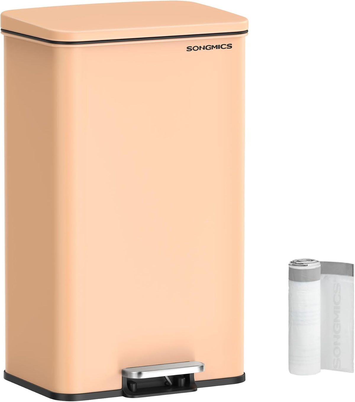 SONGMICS Kitchen Trash Can, 10.5 Gallon (40 L) Garbage Can, Large Step Trash Bin with Lid