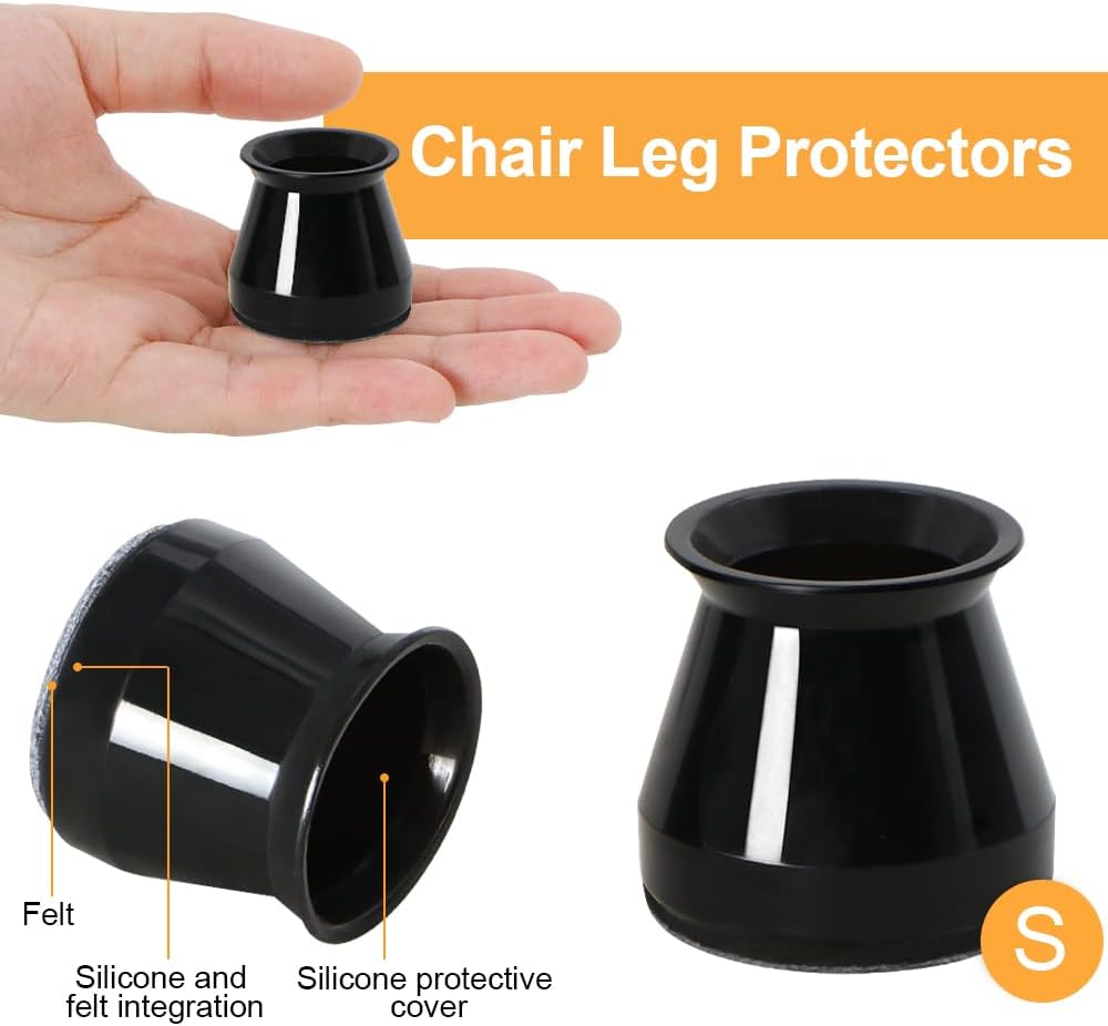 32 Pcs Chair Leg Protectors for Hardwood Floors, Silicone Felt Furniture Leg Cover Pad for