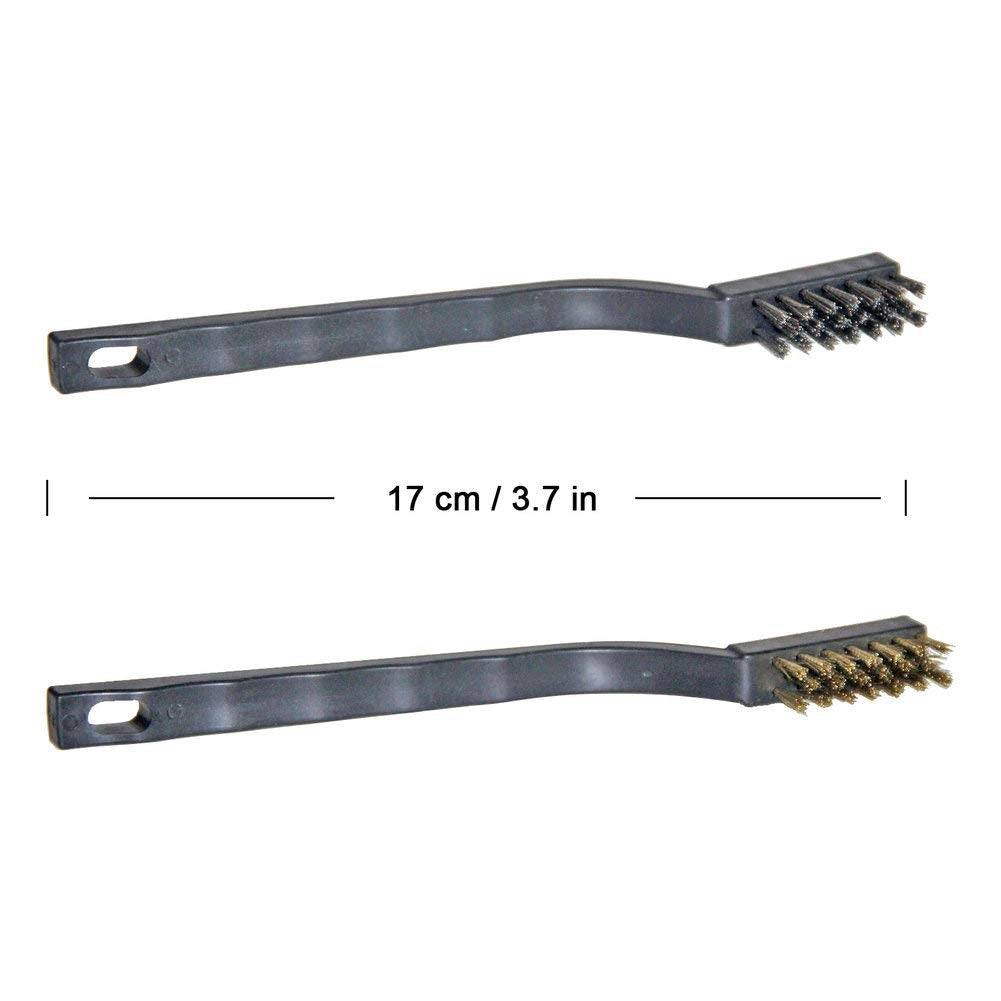 12PCS Mini Wire Brushes, Stainless Steel & Brass Brush Set, Curved Handle Scratch Brush for