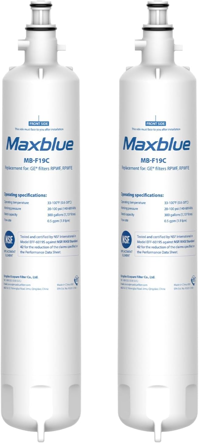 Maxblue Replacement for GE® RPWFE®, RPWF (with CHIP) Refrigerator Water Filter, Compatible with