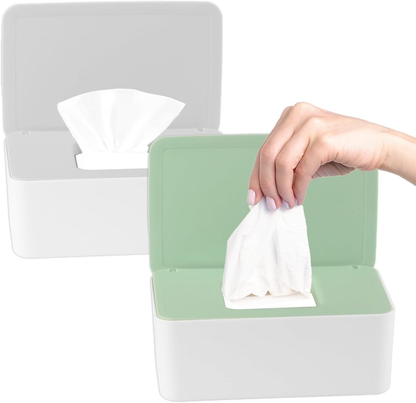 2Pcs Diaper Wipes Dispenser, Refillable Wipe Container, Wipe Container with Sealing Design Lid