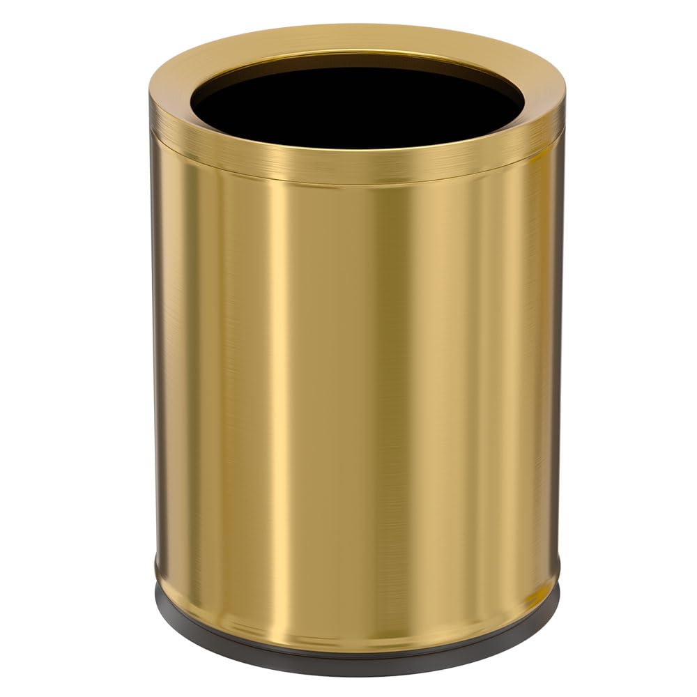 12L/3Gal Antique Brass Bathroom Trash Can,Brushed Brass Garbage can,Small Gold Wastebasket for