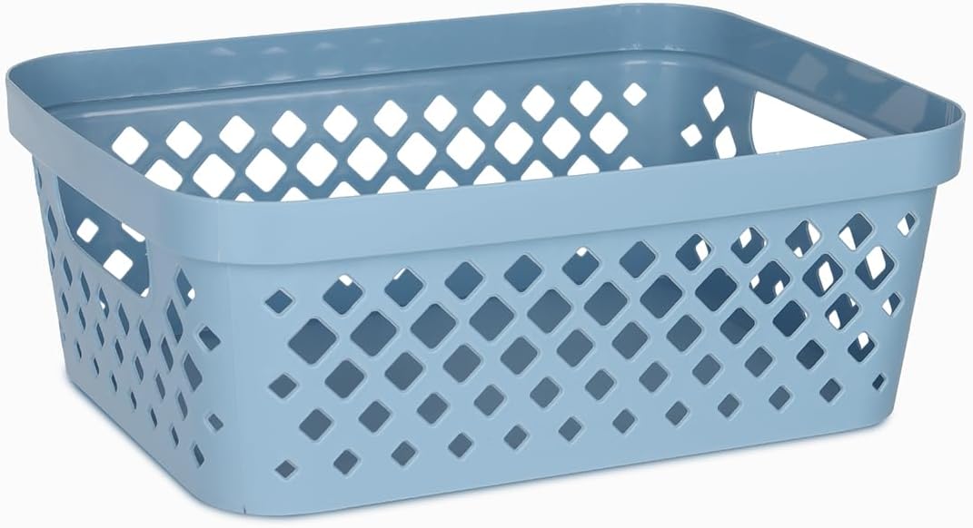Glad Plastic Storage Basket Set, Value Pack of 6 | Open Storage Bins for Shelves, Bathroom, Pantry