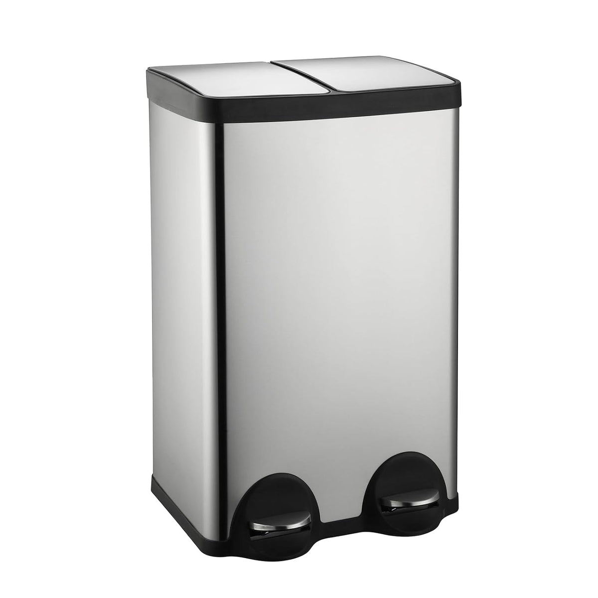 Dual Trash Can, 60 Liter/16 Gallon Dual Bin Trash Can with Lids, Trash and Recycling Bin Combo