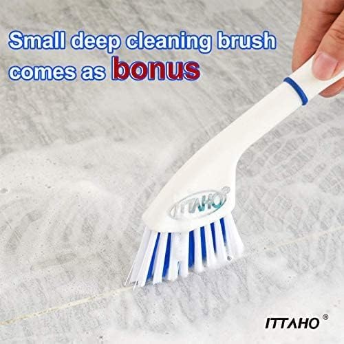 ITTAHO Floor Scrub Brush - 2 in 1 Deck Scrub Brush with Long Handle for Tile, Deck, Patio, Marble