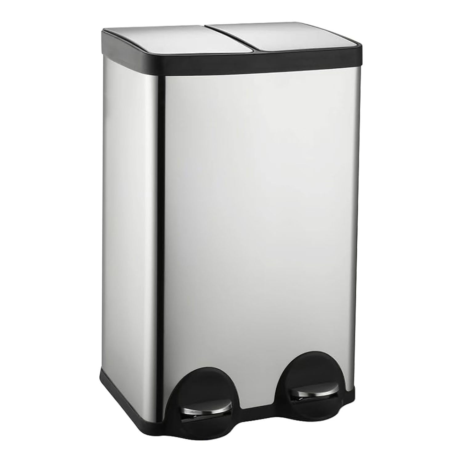 60 Liter (2x30L) 16 Gallon Dual Trash Can, Recycle Bins for Kitchen with 2 Compartments, Trash and