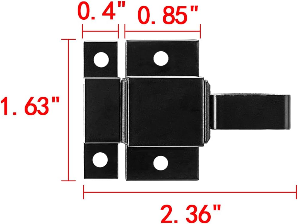 4 Packs Self-Closing Latches, Black Spring Door Lock, Aluminum Alloy Automatic Gate Latch with