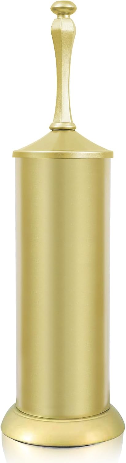 Gold Toilet Brush and Holder，Extra Long Handled Toilet Brush for Bathroom，Stainless Steel Heavy