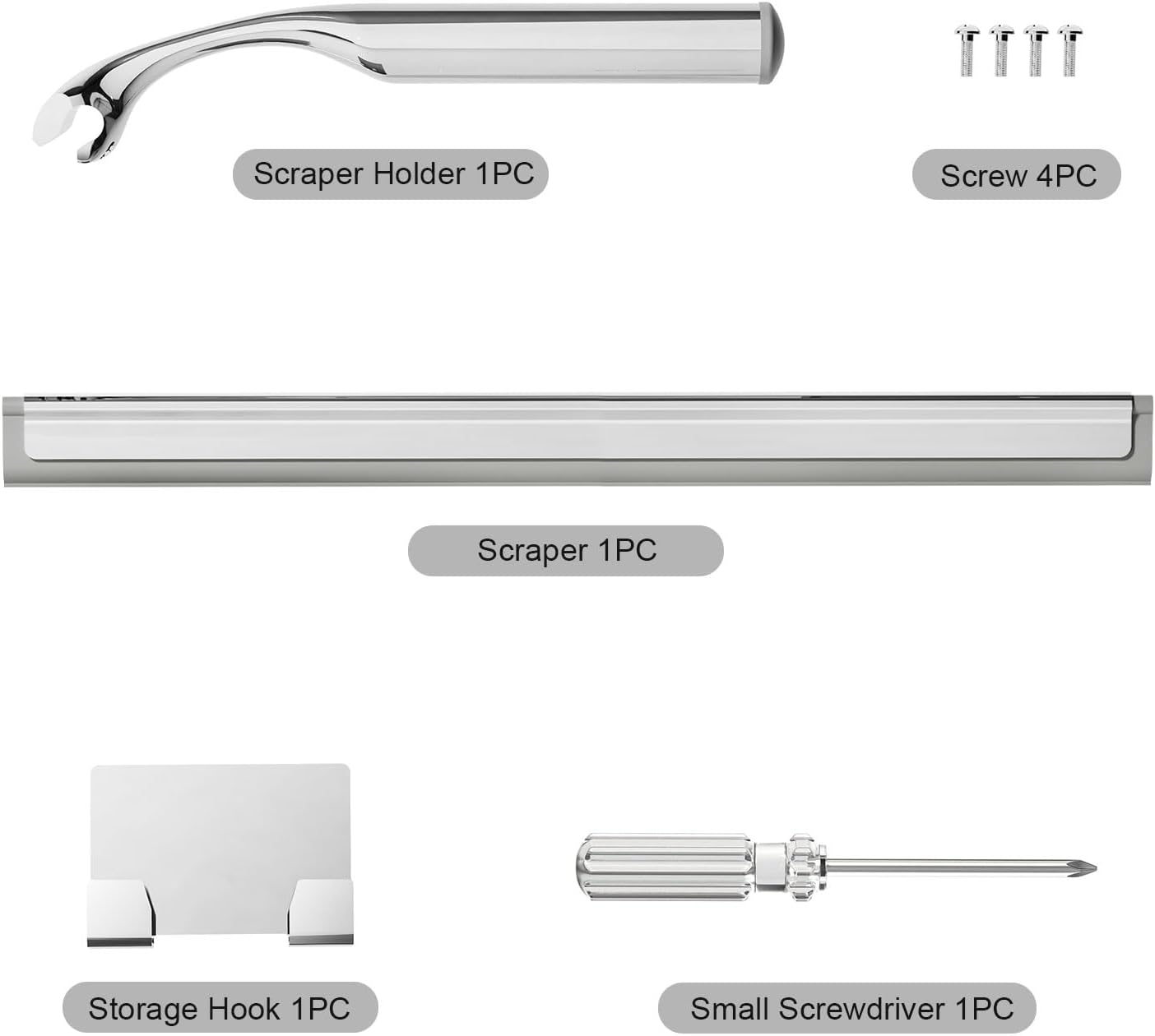 Shower Squeegee for Glass Doors, Squeegee for Shower Glass, Bathroom with Hook, Stainless Steel