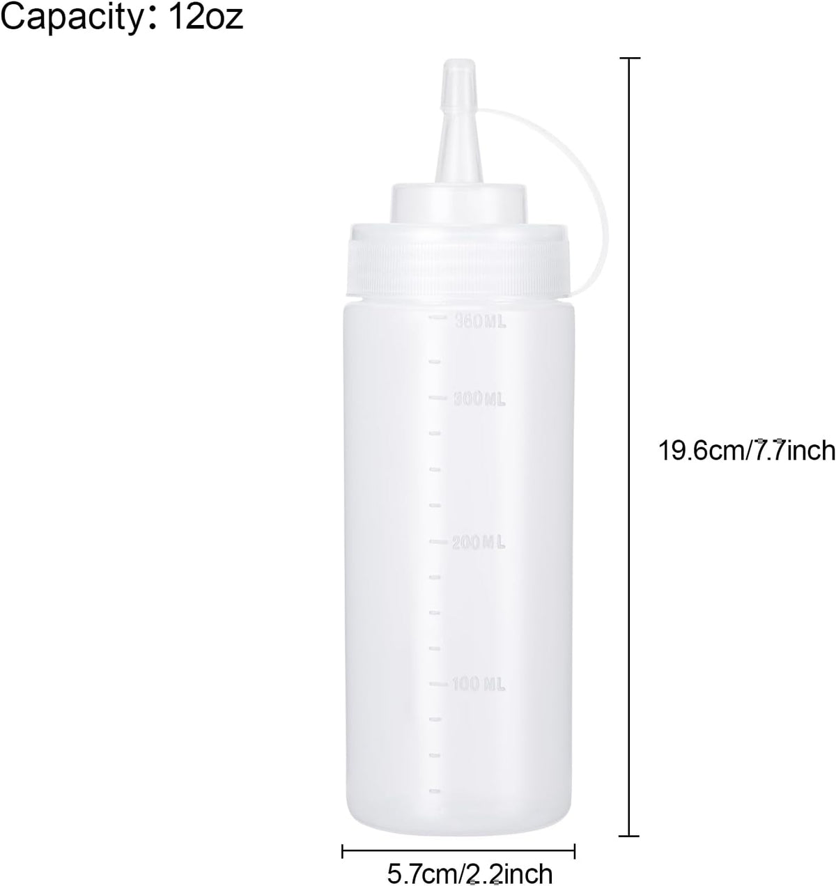 Condiment Squeeze Bottles Ketchup Dispenser, 6 Pack 12oz Squeeze Bottles for Liquids, Plastic Sauce