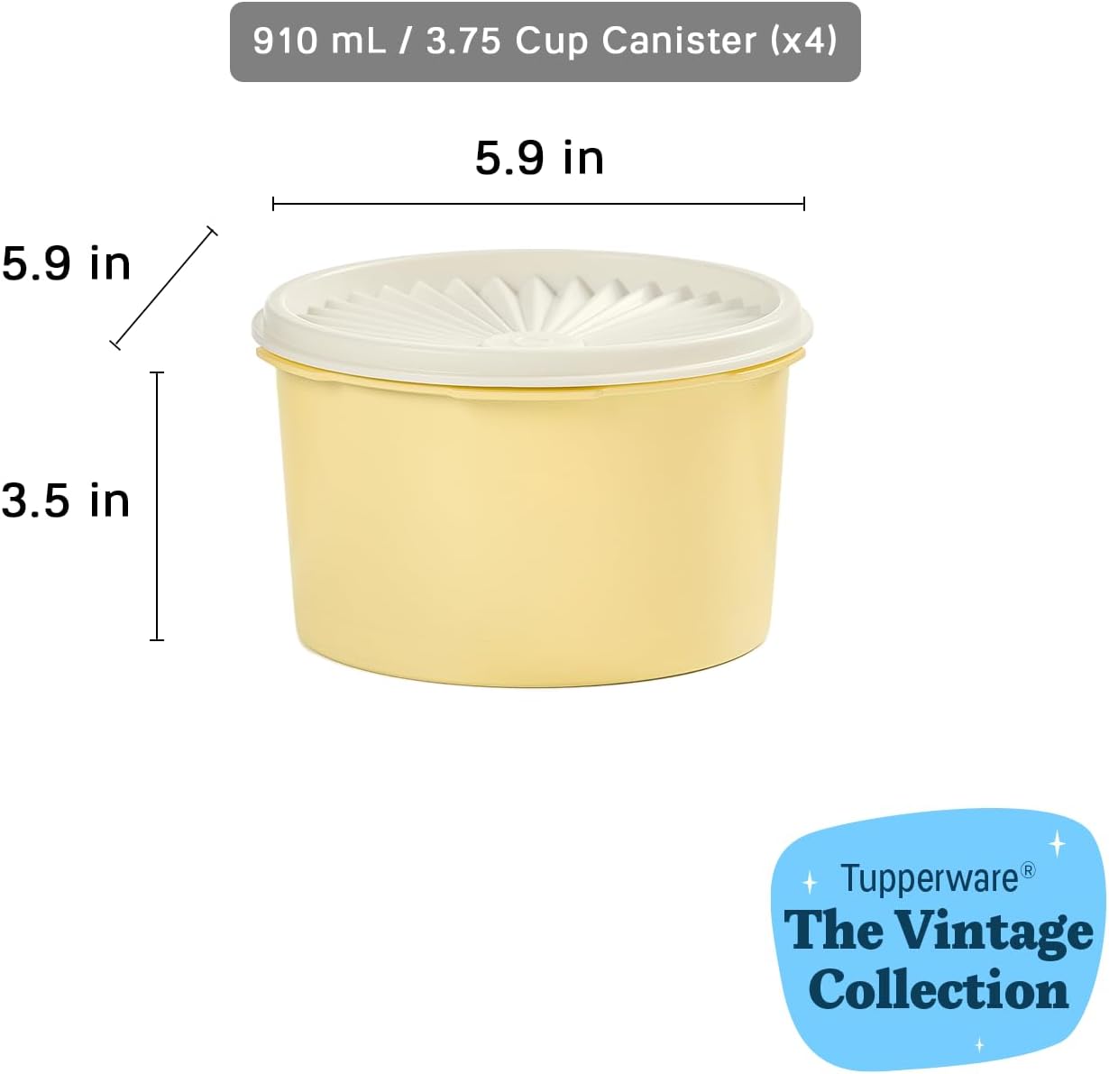 Tupperware Heritage Collection 8 Piece Food Storage Canister Set in Vintage Colors, Dishwasher Safe