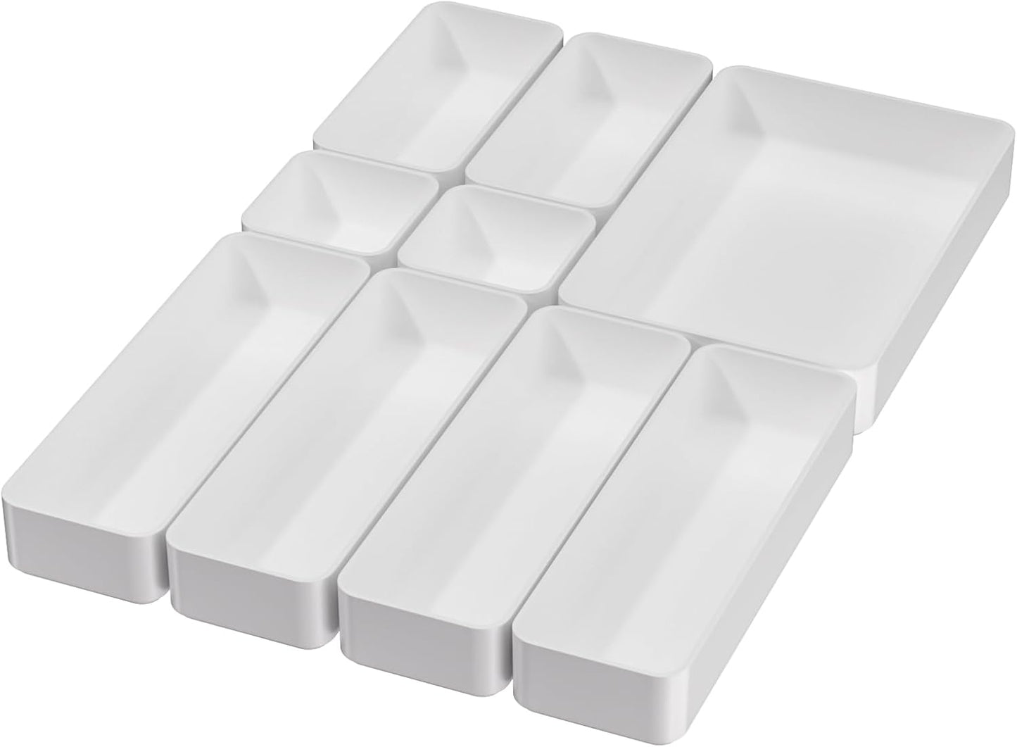 9 Pcs Stackable Drawer Organizer Trays Set, Multifunctional Stackable Storage Trays for Vanity