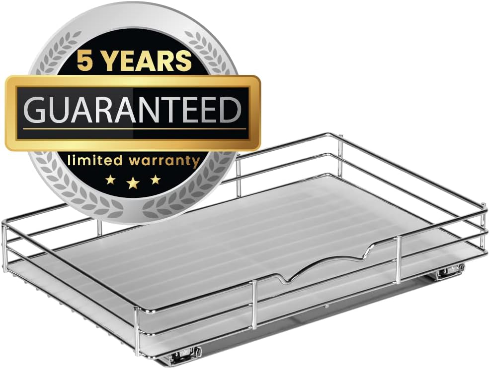 Pull Out Cabinet Organizer for Spices, Cans - Heavy Duty with Lifetime Limited Warranty- Pull Out