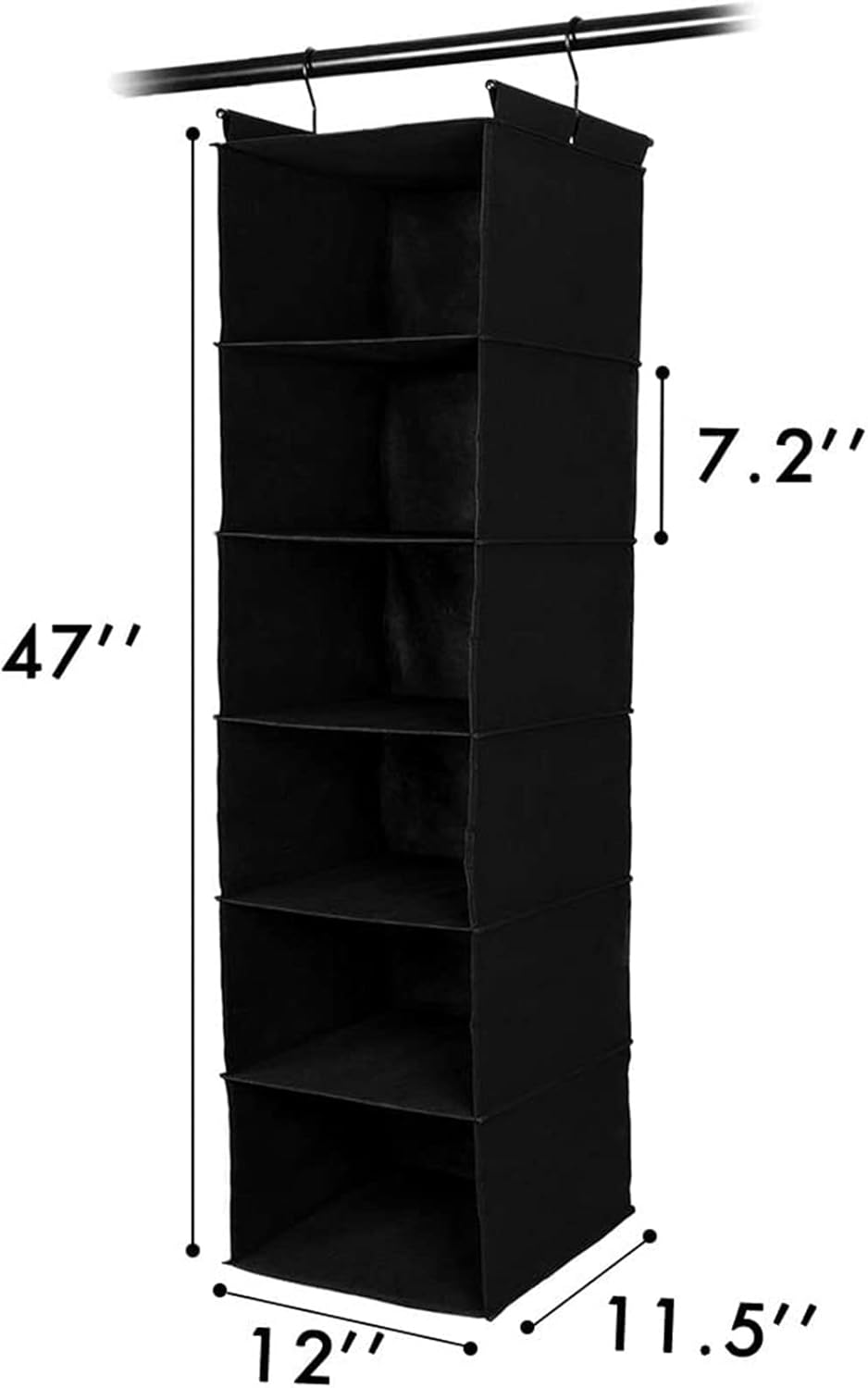 MAX Houser 6 Tier Shelf Hanging Closet Organizer, Closet Hanging Shelf with 2 Sturdy Hooks for
