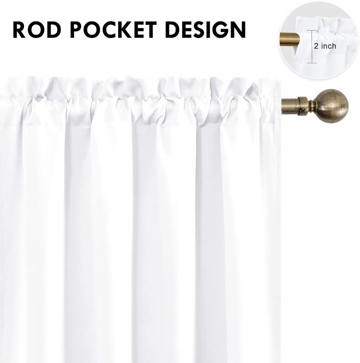 DWCN White Curtains for Living Room Thermal Insulated, 50% Light Blocking Curtains for Bedroom