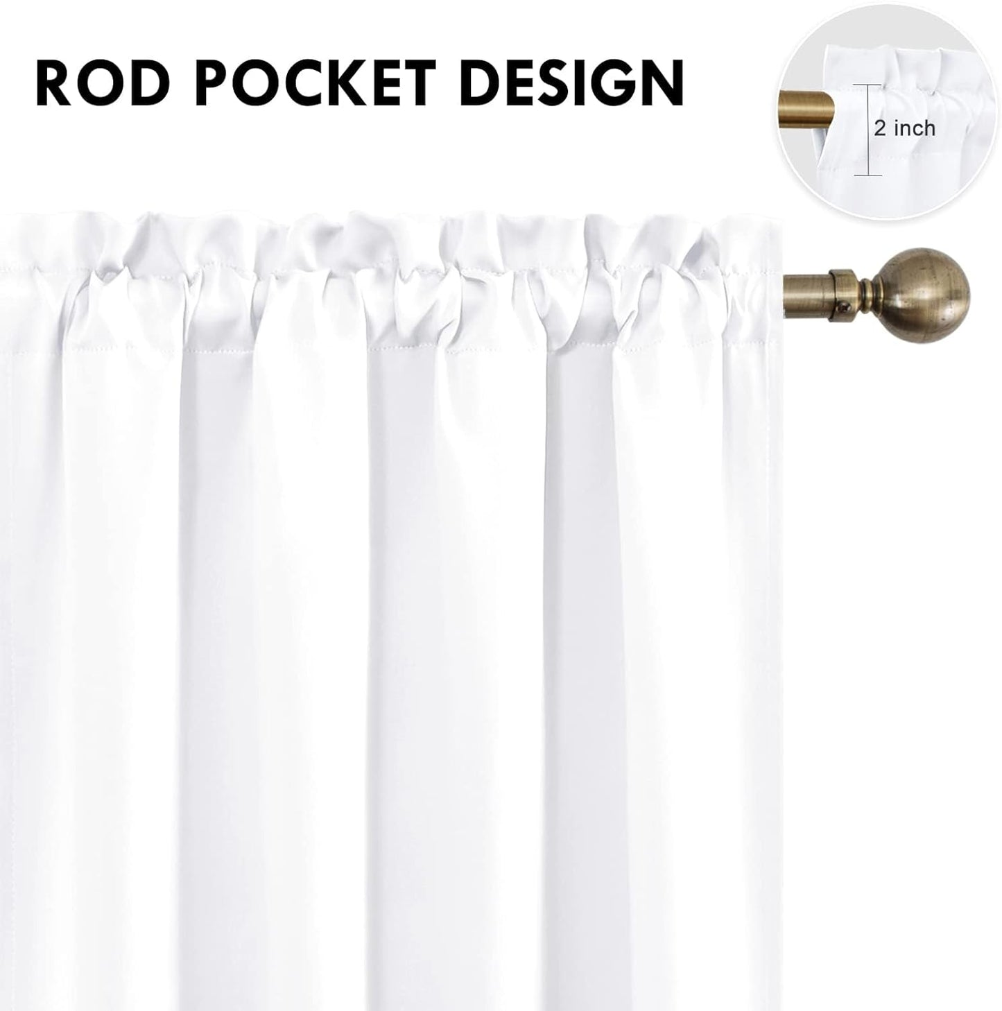 DWCN White Curtains for Living Room Thermal Insulated, 50% Light Blocking Curtains for Bedroom