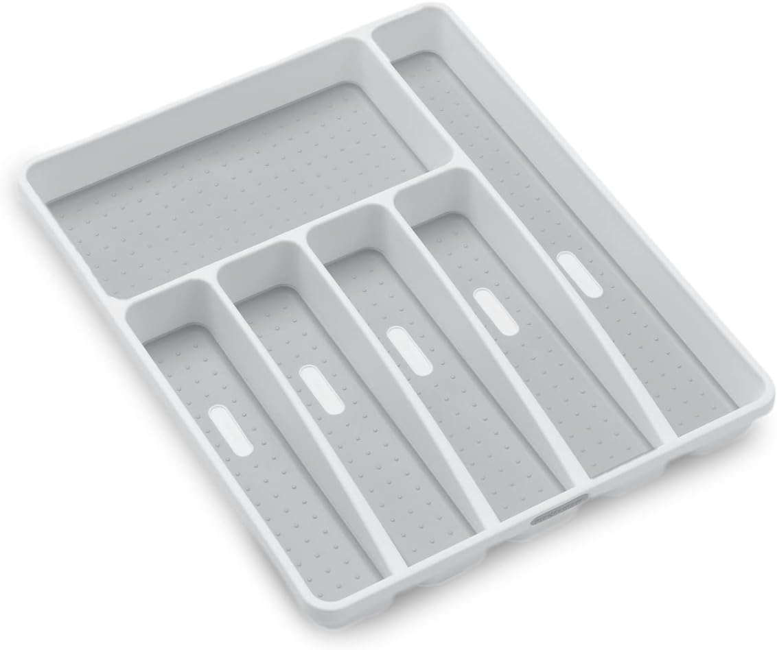 madesmart Classic Large Silverware Tray - White |CLASSIC COLLECTION | 6-Compartments| Kitchen