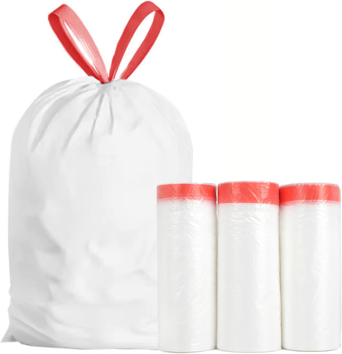 Ultra Thick Heavy Duty Plastic 16-18 Gallon Drawstring Trash Bags White Leak Proof Large Garbage