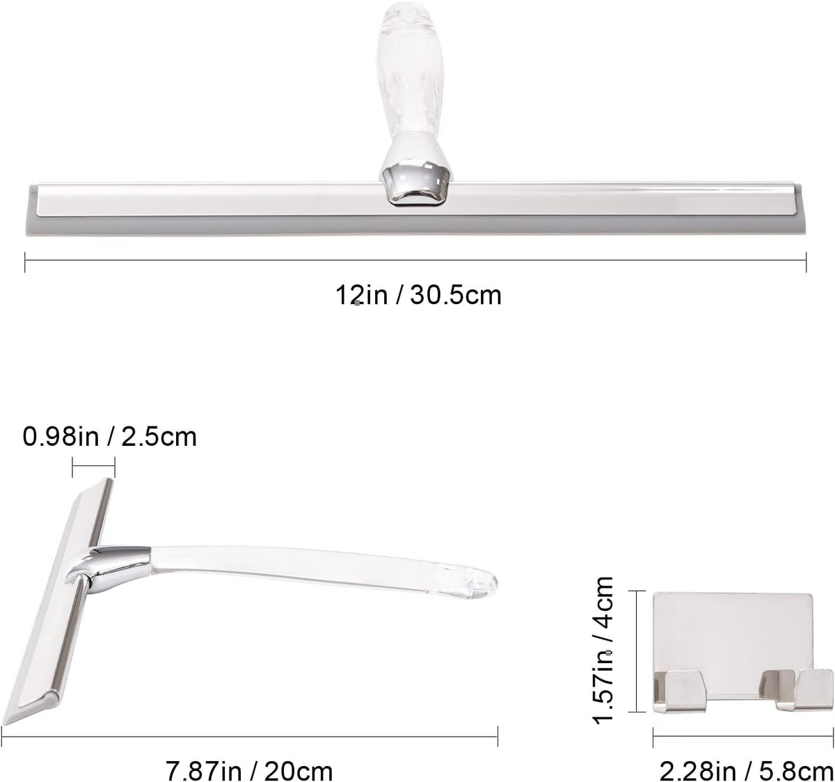 Ettori Shower Squeegee for Glass Door, Squeegee for Shower Glass Door, Bathroom, Window and Car