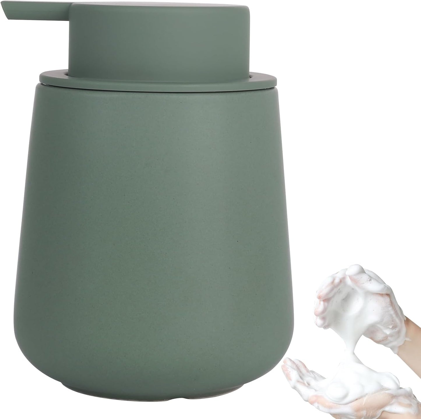 INGOFIN Ceramic Foaming Soap Dispenser - 12oz Foam Hand Soap Dispenser Bathroom, Modern Dish Soap
