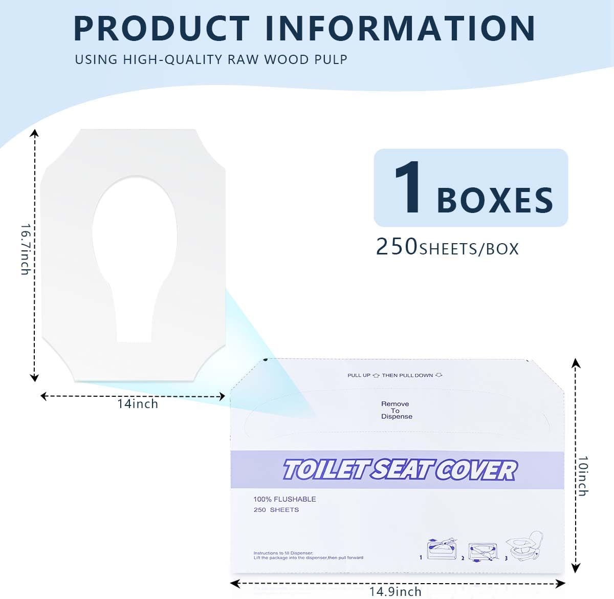 1 Pack (250 Pieces) Disposable Toilet Seat Covers Flushable Paper Toilet Seat Cover for Bathroom