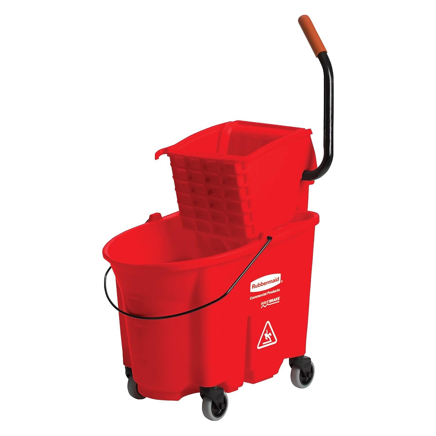 Rubbermaid Commercial Products WaveBrake 35 QT Side-Press Mop Bucket and Wringer Combo on Wheels