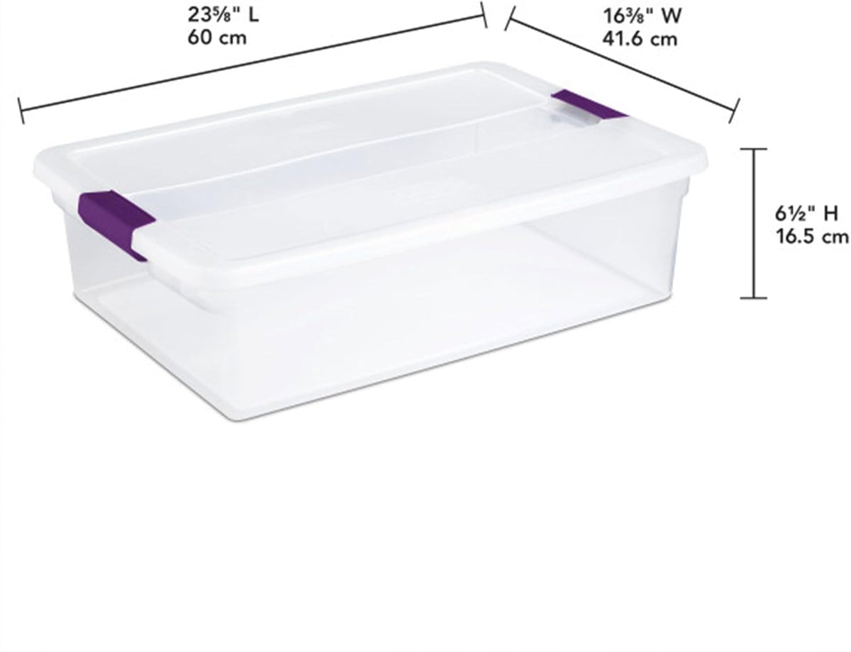 Sterilite 12-Pack 32 Quart ClearView Latch Box, Stackable Organizer Bins with Latching Lids - Clear