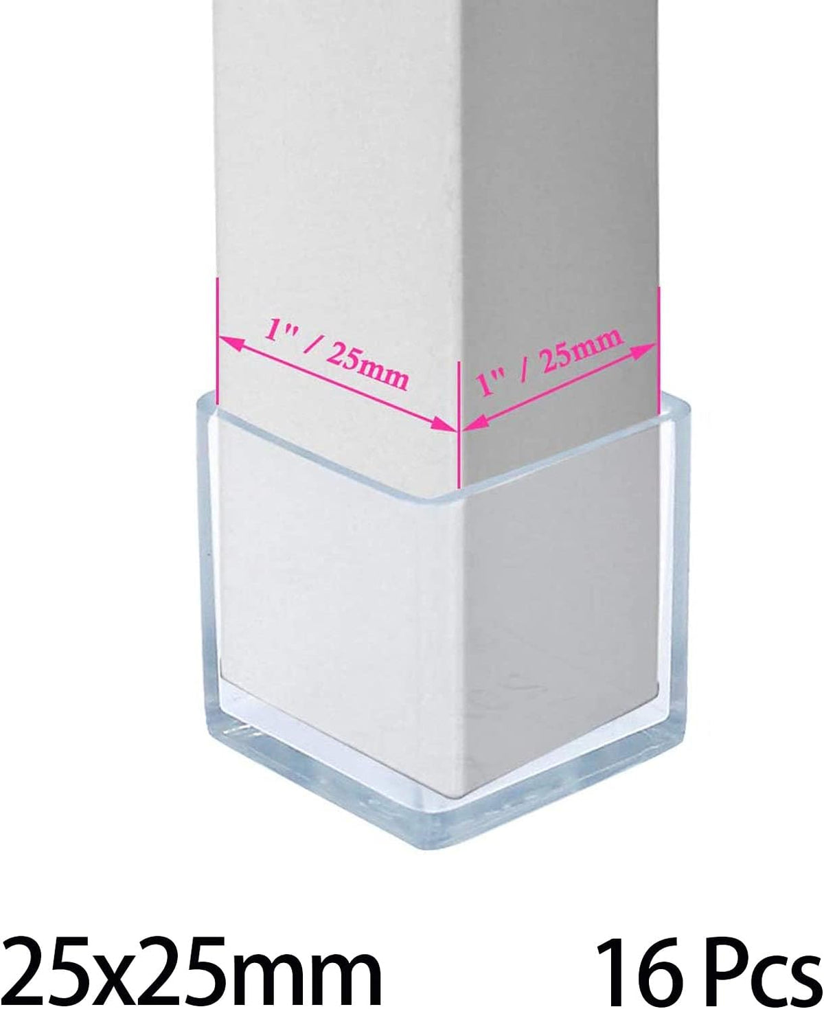 Still Awake 16 Pcs Transparent Square PVC Rubber Leg Tips Furniture Floor Protectors Chair Table
