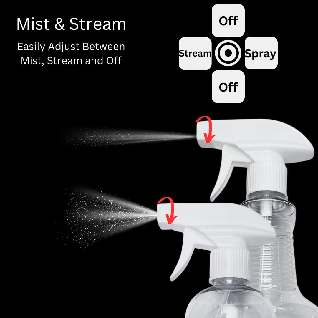 4-Pack White Trigger Sprayers - Heavy Duty Dual Misting and Stream Spray Bottle. Perfect Sprayer
