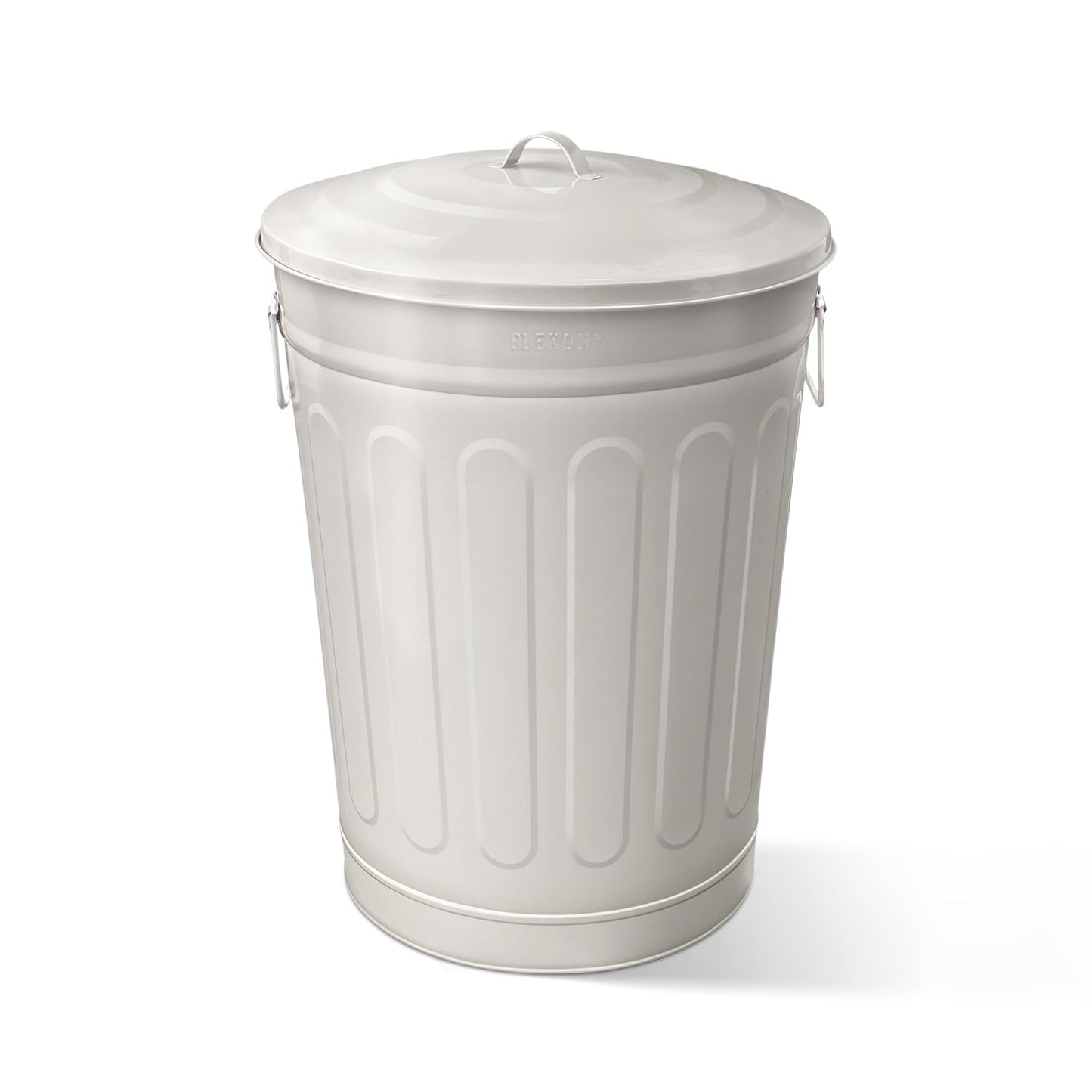 Plexon Round Trash Can 13 Gallon, Vintage Metal Outdoor Trash Can with Lid, Retro Farmhouse Garbage