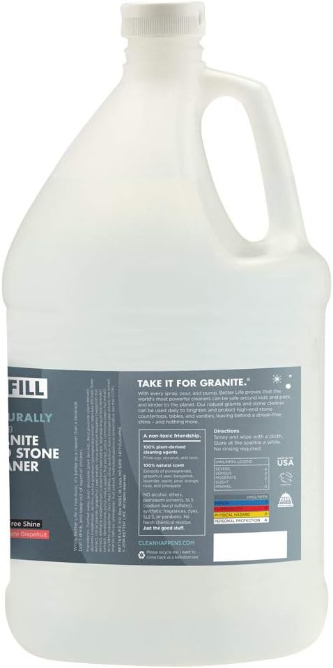 BETTER LIFE Granite Cleaner and Polish - Stone Countertop Cleaner for Marble, Quartz, Slate