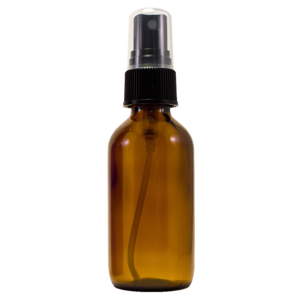 2 fl oz Amber Glass Bottle with Black Spray Cap (12 Pack)