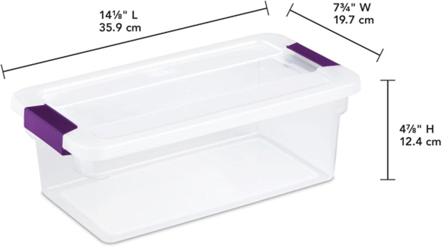 Sterilite 12-Pack 6 Quart ClearView Latch Box, Stackable Organizer Bins with Latching Lids - Clear