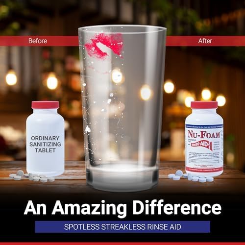 Nu-Foam Sanitizing Tablets for Bar Glassware – Superior Rinse Aid - Hand Washing Bar, Tavern