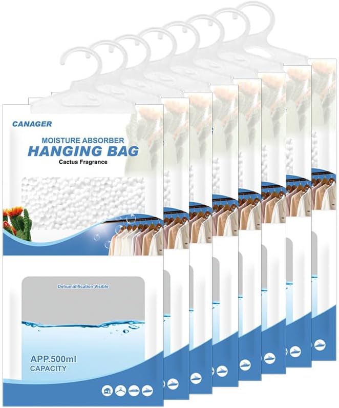CANAGER Hanging Moisture Absorber, Cactus Fragrance Moistureproof Hanging Bag, Dehumidifier Bag (8